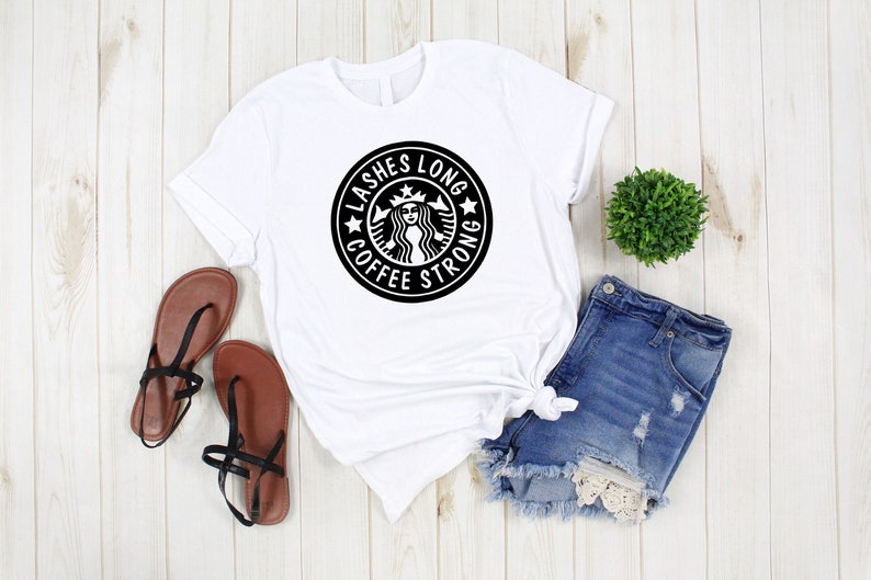 Women's LASHES LONG COFFEE STRONG Tee